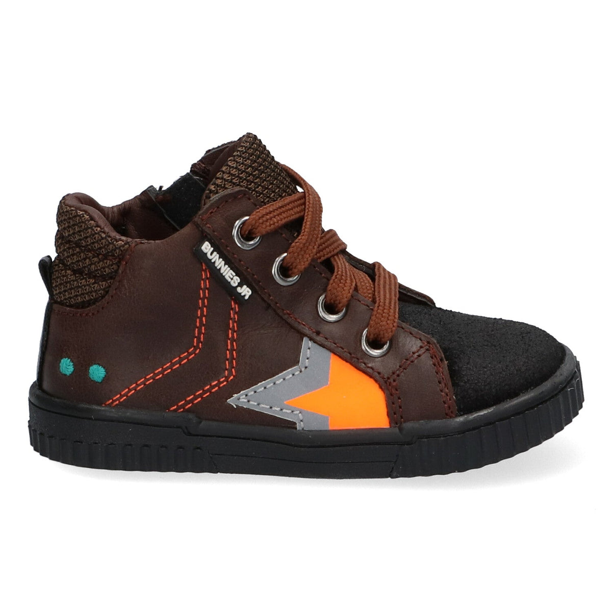 Evert Eerlijk Hoge Sneakers Jongens Bruin Oranje