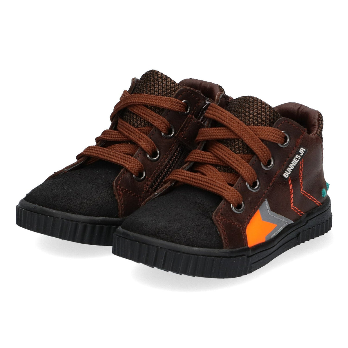 Evert Eerlijk Hoge Sneakers Jongens Bruin Oranje