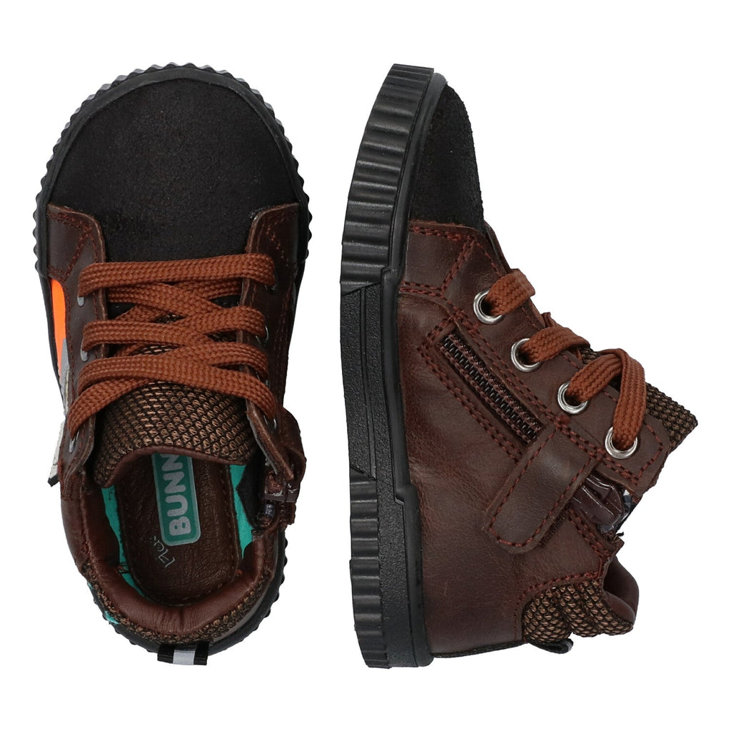 Evert Eerlijk Hoge Sneakers Jongens Bruin Oranje