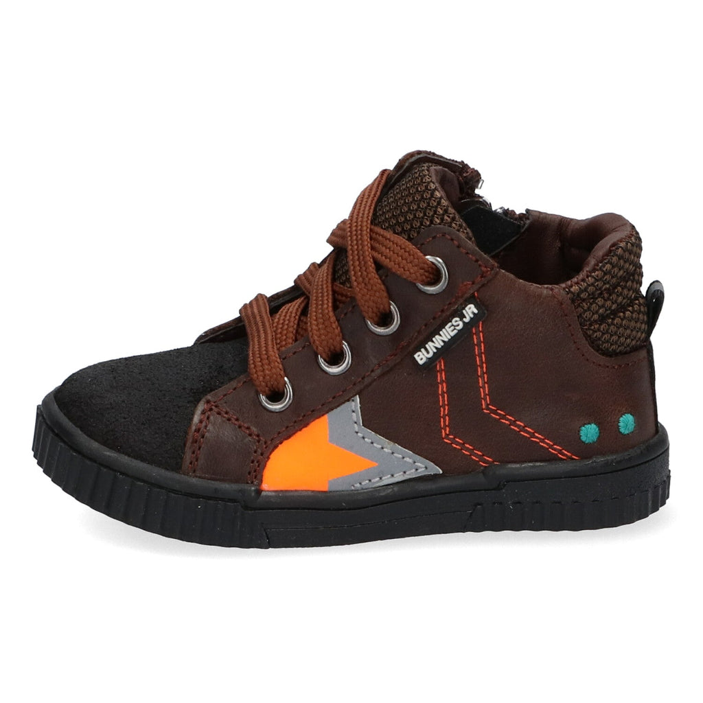 Evert Eerlijk Hoge Sneakers Jongens Bruin Oranje