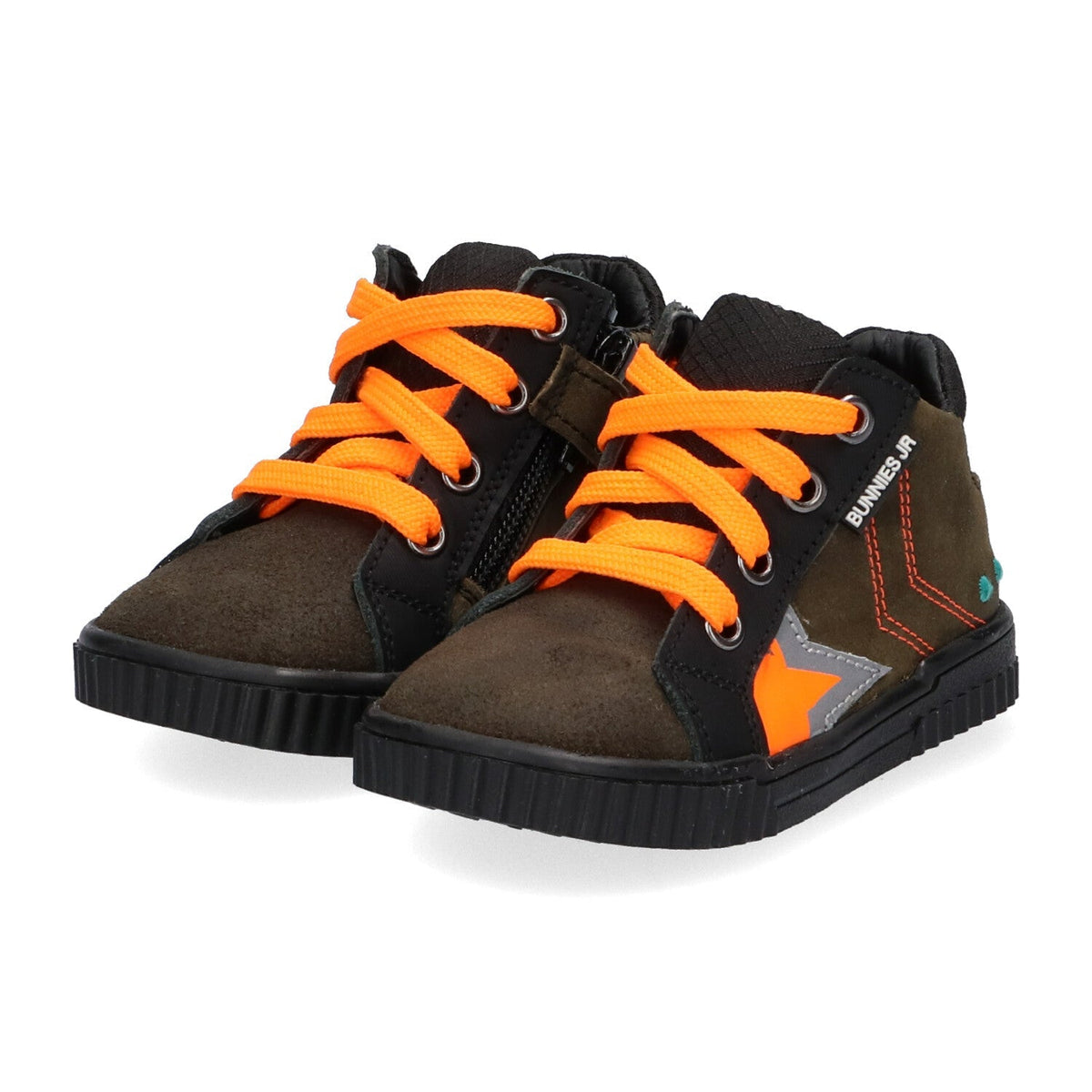 Evert Eerlijk Hoge Sneakers Jongens Groen Oranje