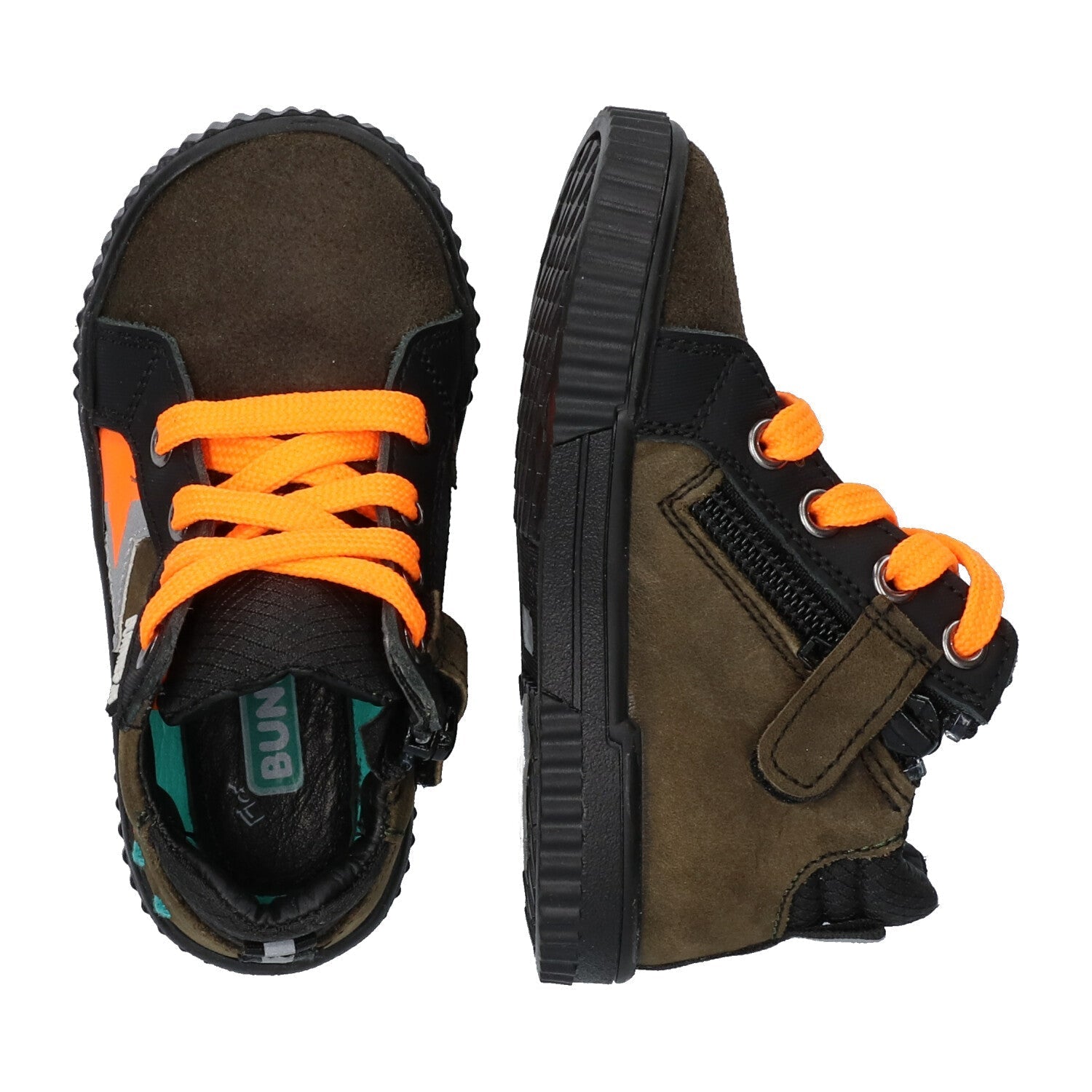 Evert Eerlijk Hoge Sneakers Jongens Groen Oranje