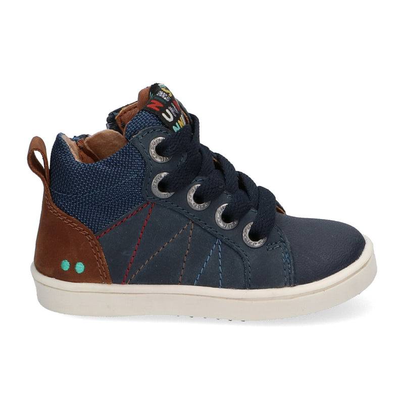 BunniesJR Pol Pit lage sneakers jongens blauw bruin
