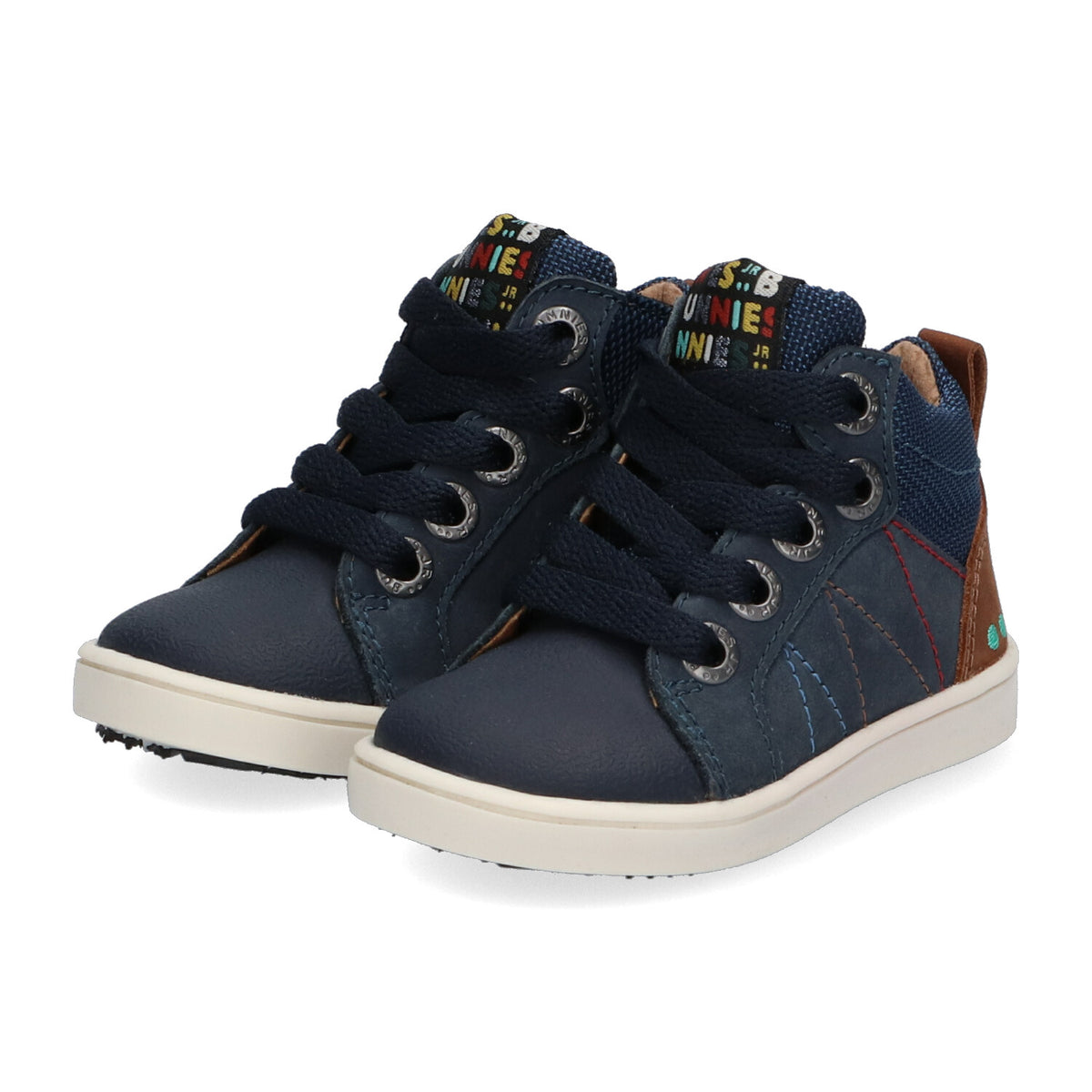 BunniesJR Pol Pit lage sneakers jongens blauw bruin