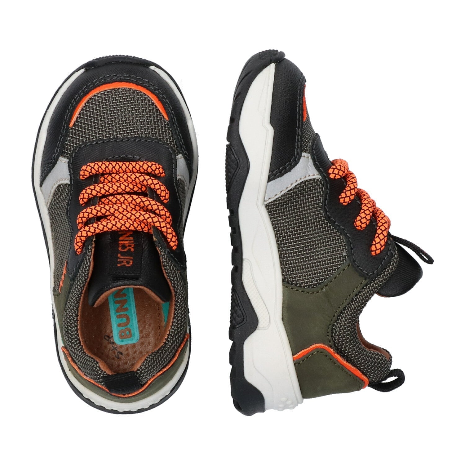Charlie Chunky Lage Sneakers Jongens Grijs Oranje