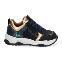 Charlie Chunky Lage Sneakers Meisjes Blauw Goud