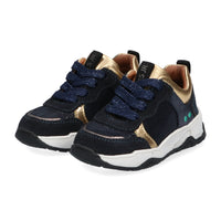 Charlie Chunky Lage Sneakers Meisjes Blauw Goud