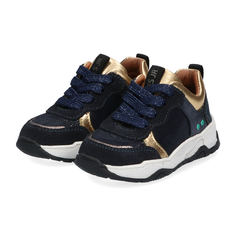 Charlie Chunky Lage Sneakers Meisjes Blauw Goud