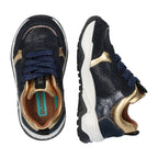 Charlie Chunky Lage Sneakers Meisjes Blauw Goud