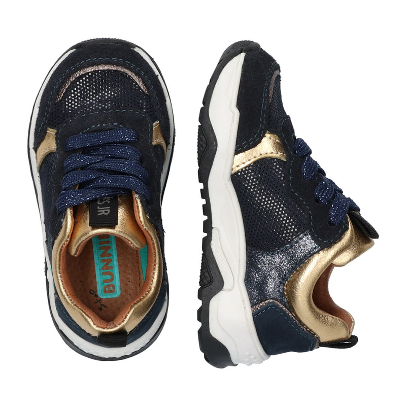 Charlie Chunky Lage Sneakers Meisjes Blauw Goud