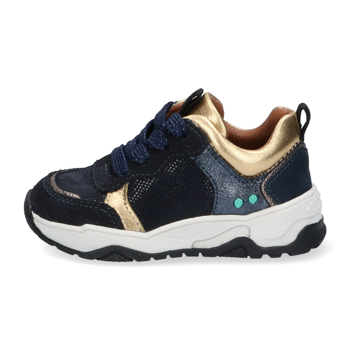 Charlie Chunky Lage Sneakers Meisjes Blauw Goud