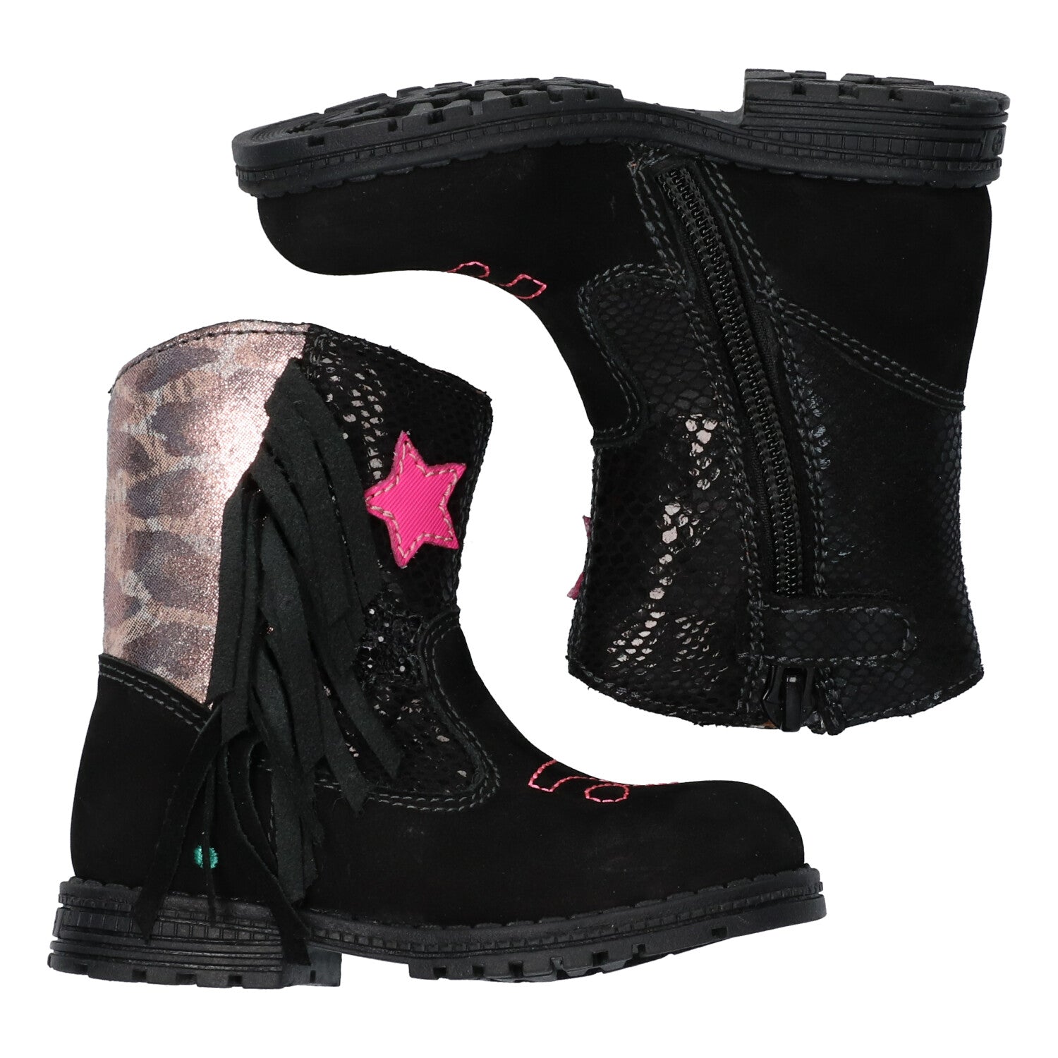 Tinka Trots Cowboy Boots Meisjes Zwart Roze