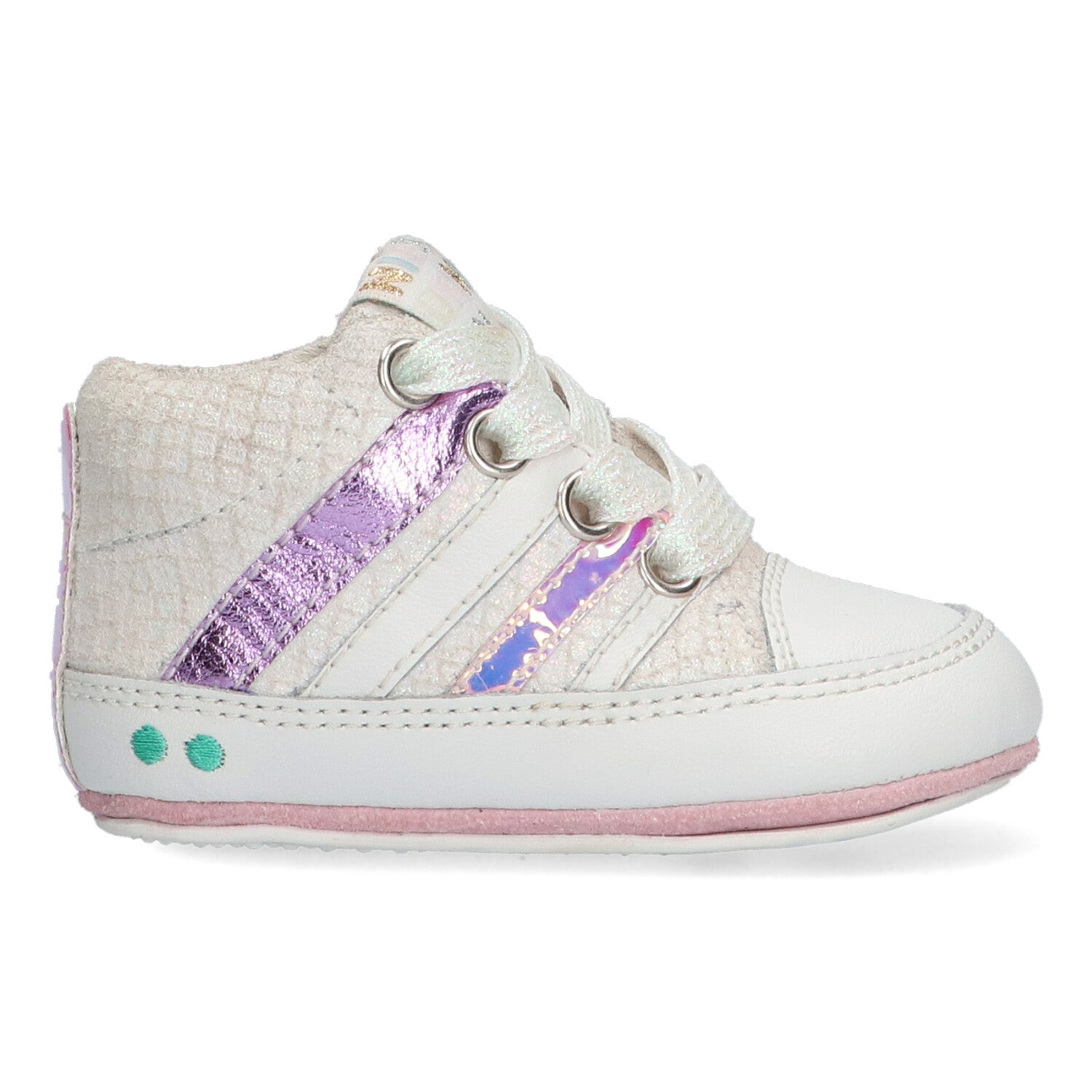 Ziva Zacht Babysneakertjes Meisjes Wit Glitter Lila
