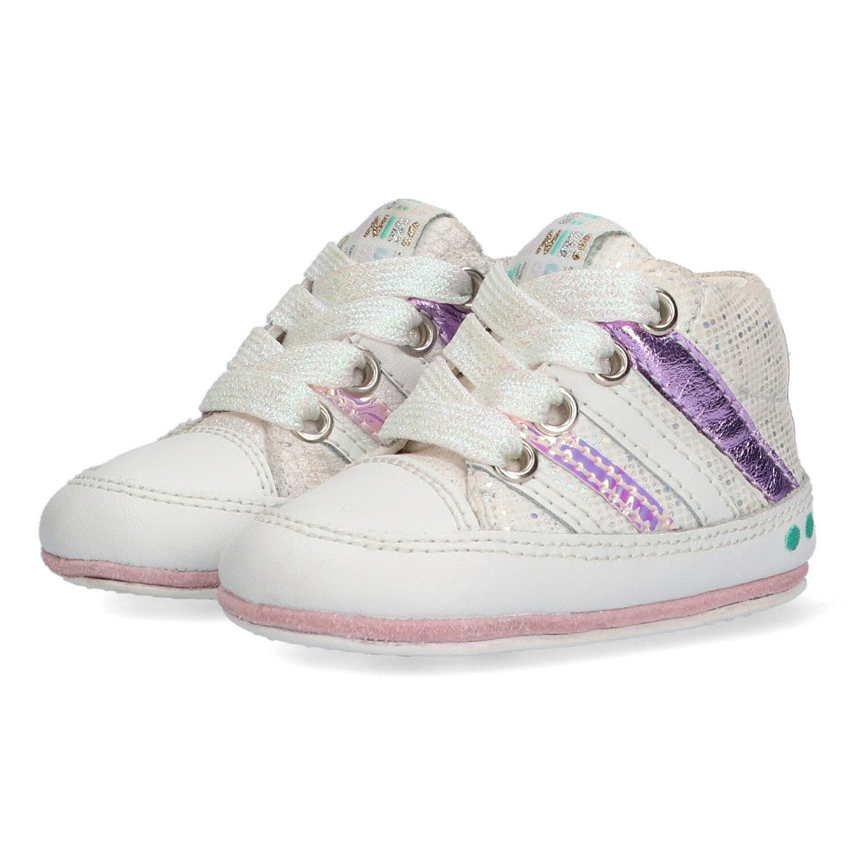 Ziva Zacht Babysneakertjes Meisjes Wit Glitter Lila