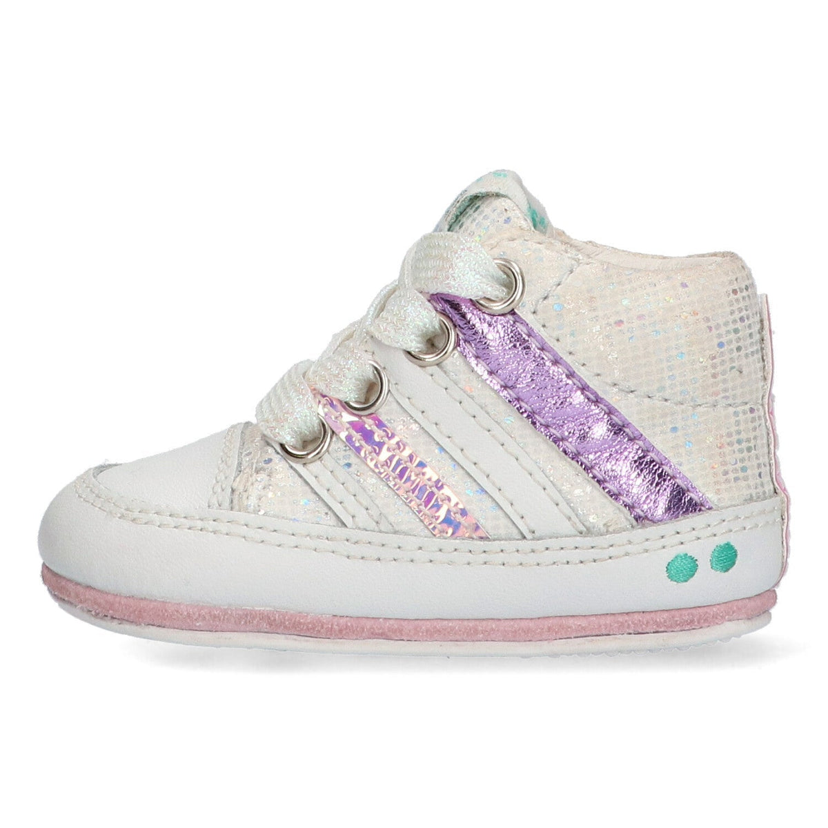 Ziva Zacht Babysneakertjes Meisjes Wit Glitter Lila