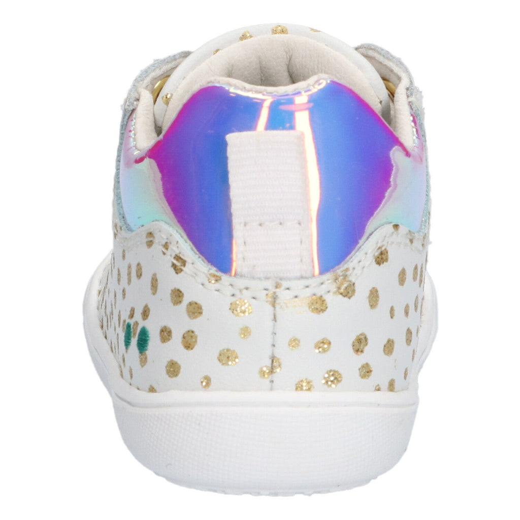 Reese Rap Lage Sneakers Meisjes Wit Goud Dots