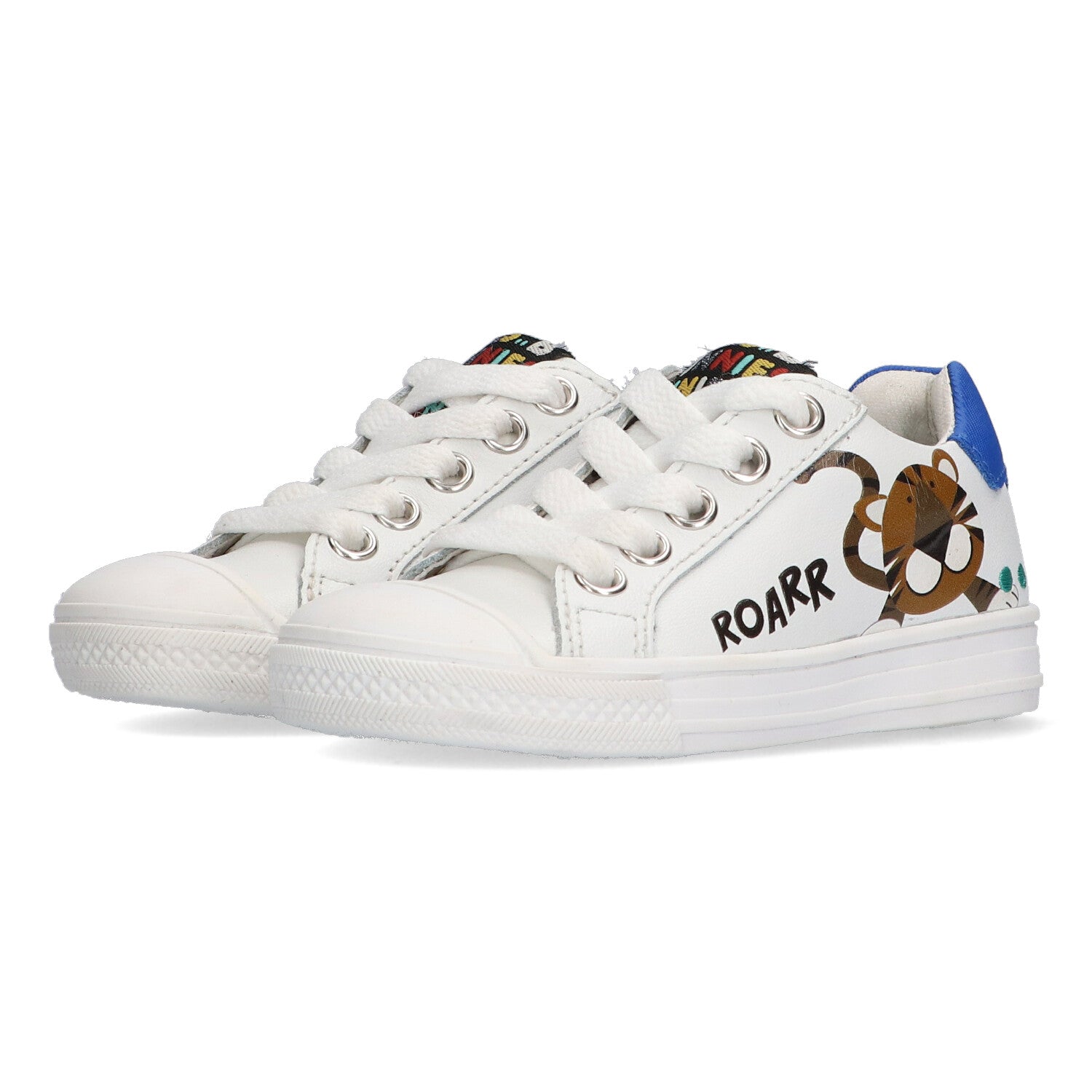 Fiona Ferm Lage Sneakers Jongens Wit Tijger