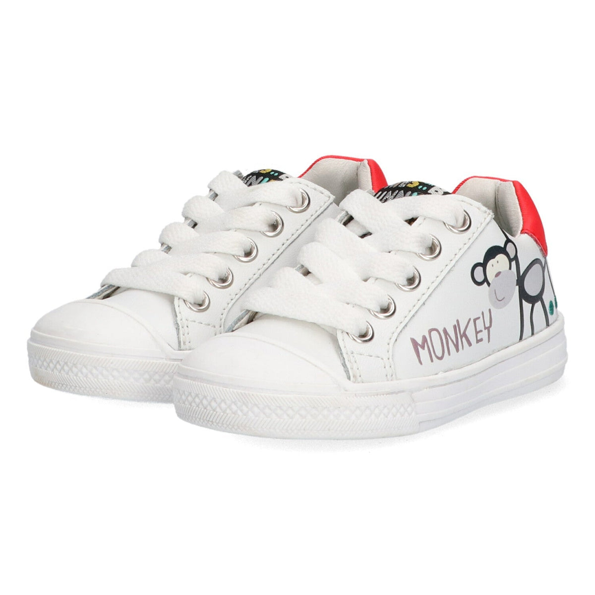 Fiona Ferm Lage Sneakers Jongens Wit Aapje