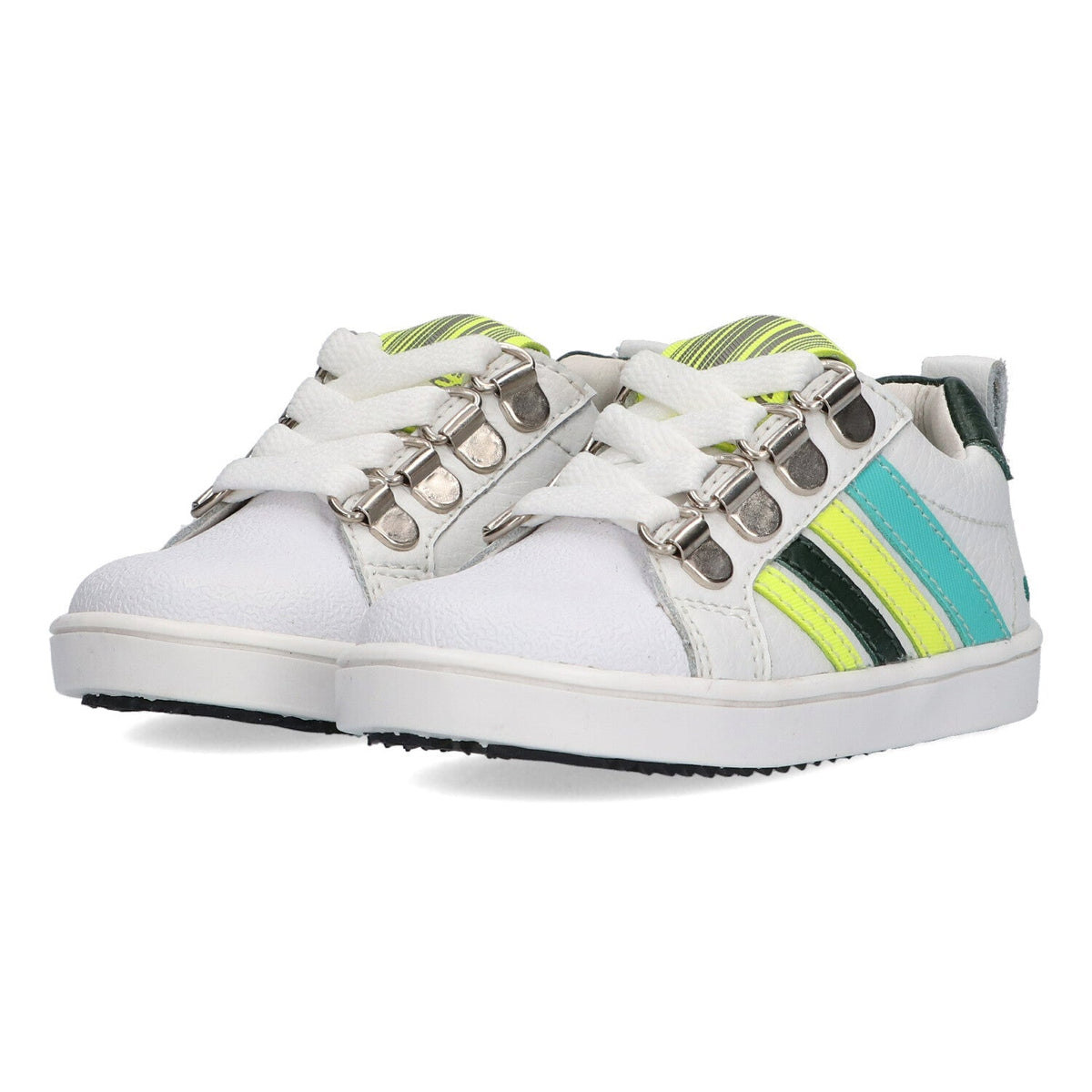 Puk Pit Lage Sneakers Jongens Wit Neon