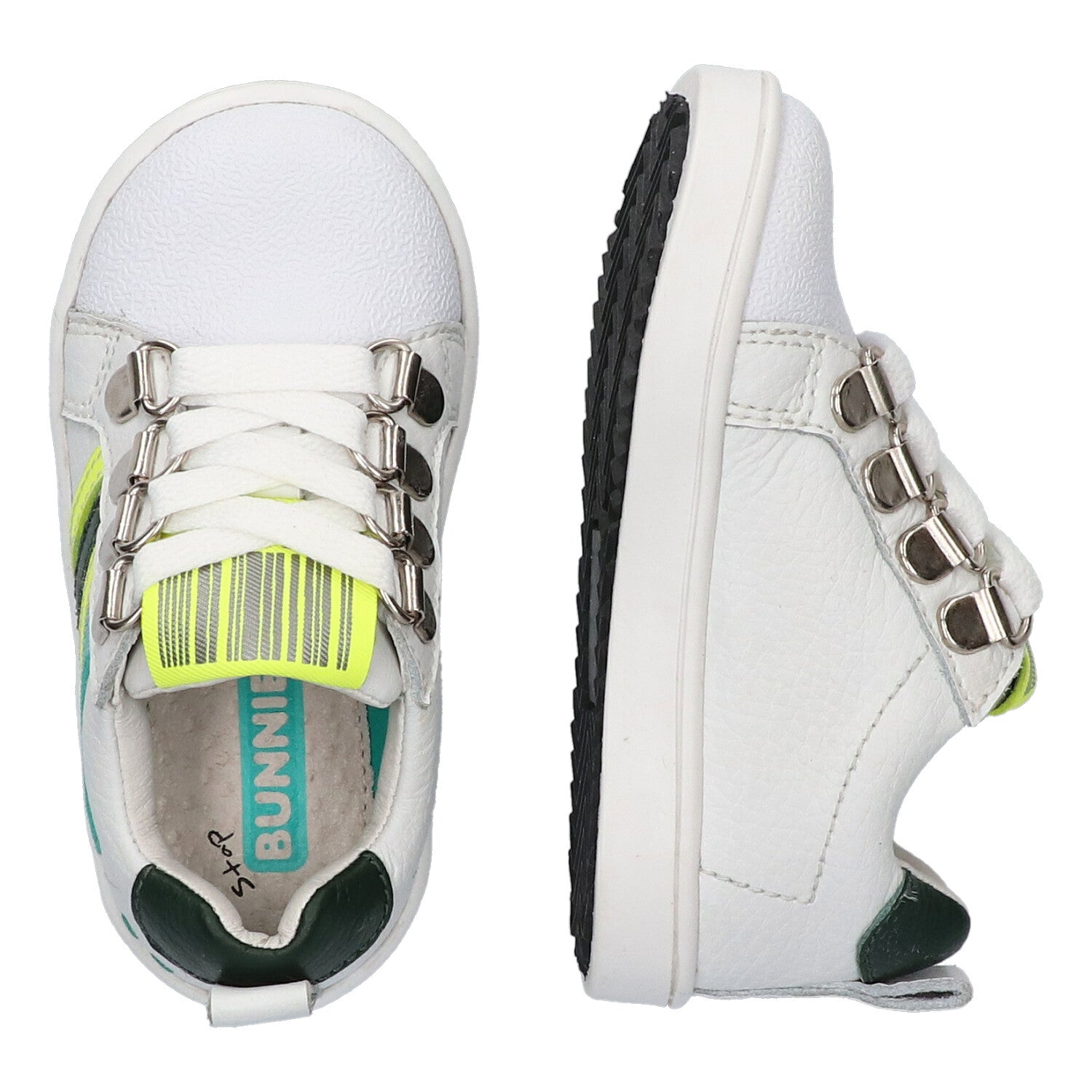 Puk Pit Lage Sneakers Jongens Wit Neon