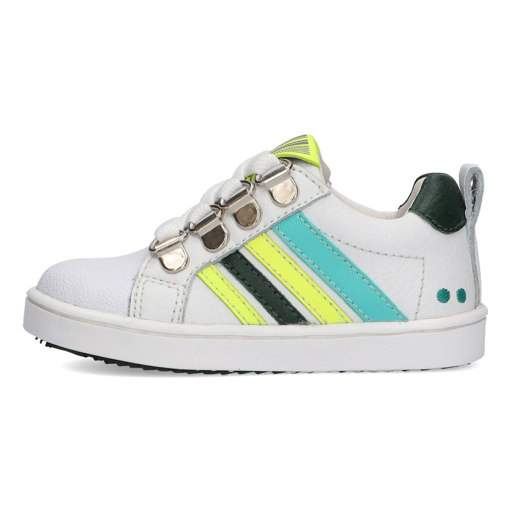 Puk Pit Lage Sneakers Jongens Wit Neon