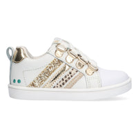Puk Pit Lage Sneakers Meisjes Wit Goud