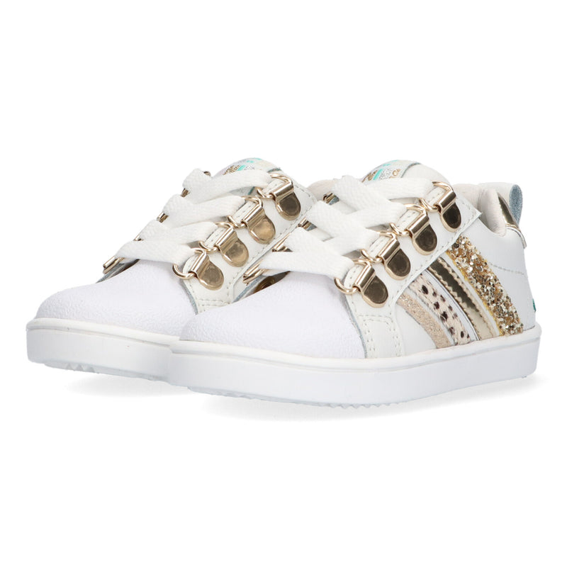 Puk Pit Lage Sneakers Meisjes Wit Goud
