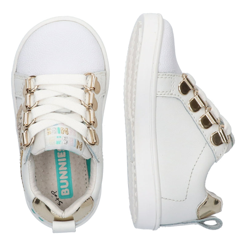 Puk Pit Lage Sneakers Meisjes Wit Goud