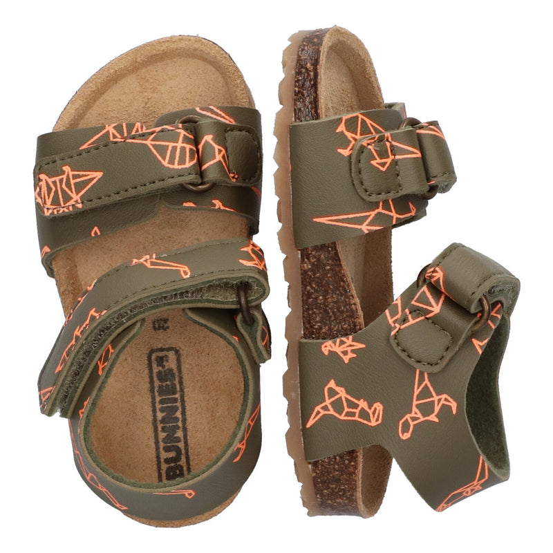 Bas Beach Sandalen Jongens Groen Geo