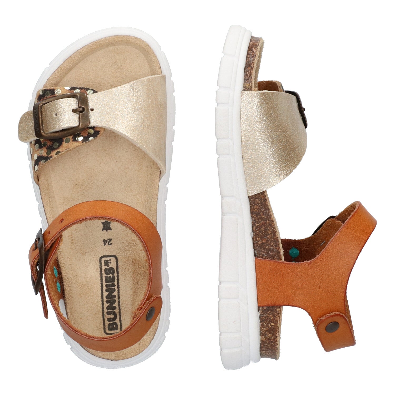 Bo Beach Sandalen Meisjes Bruin Goud Panter
