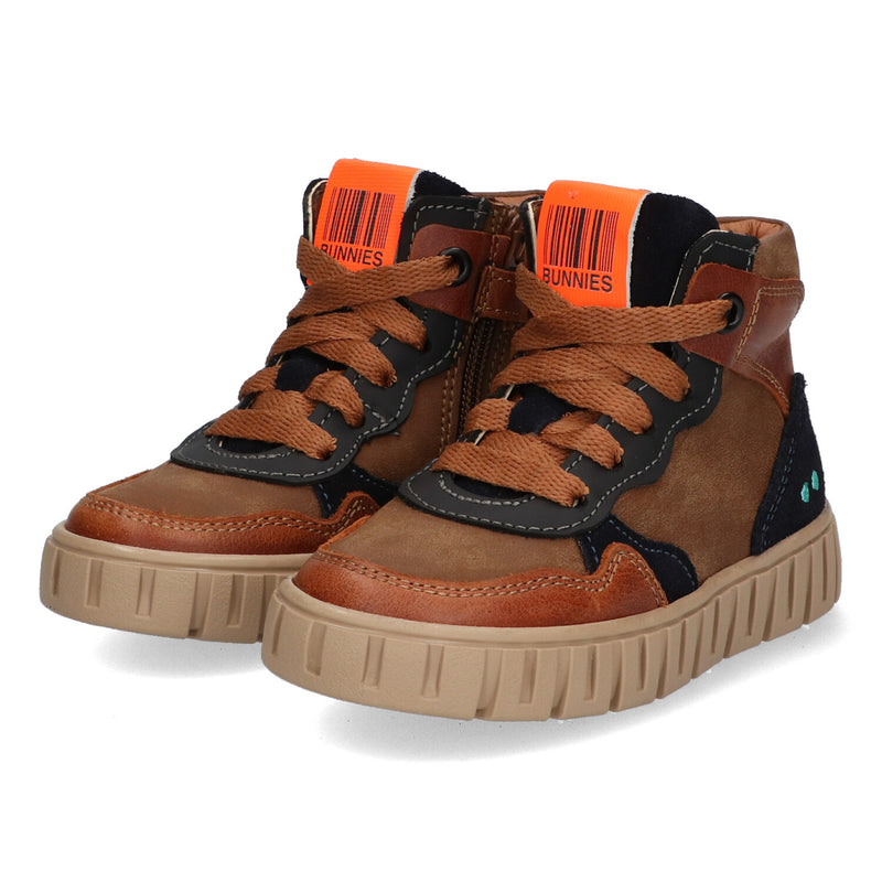 Bink Bont Hoge Sneakers Jongens Cognac