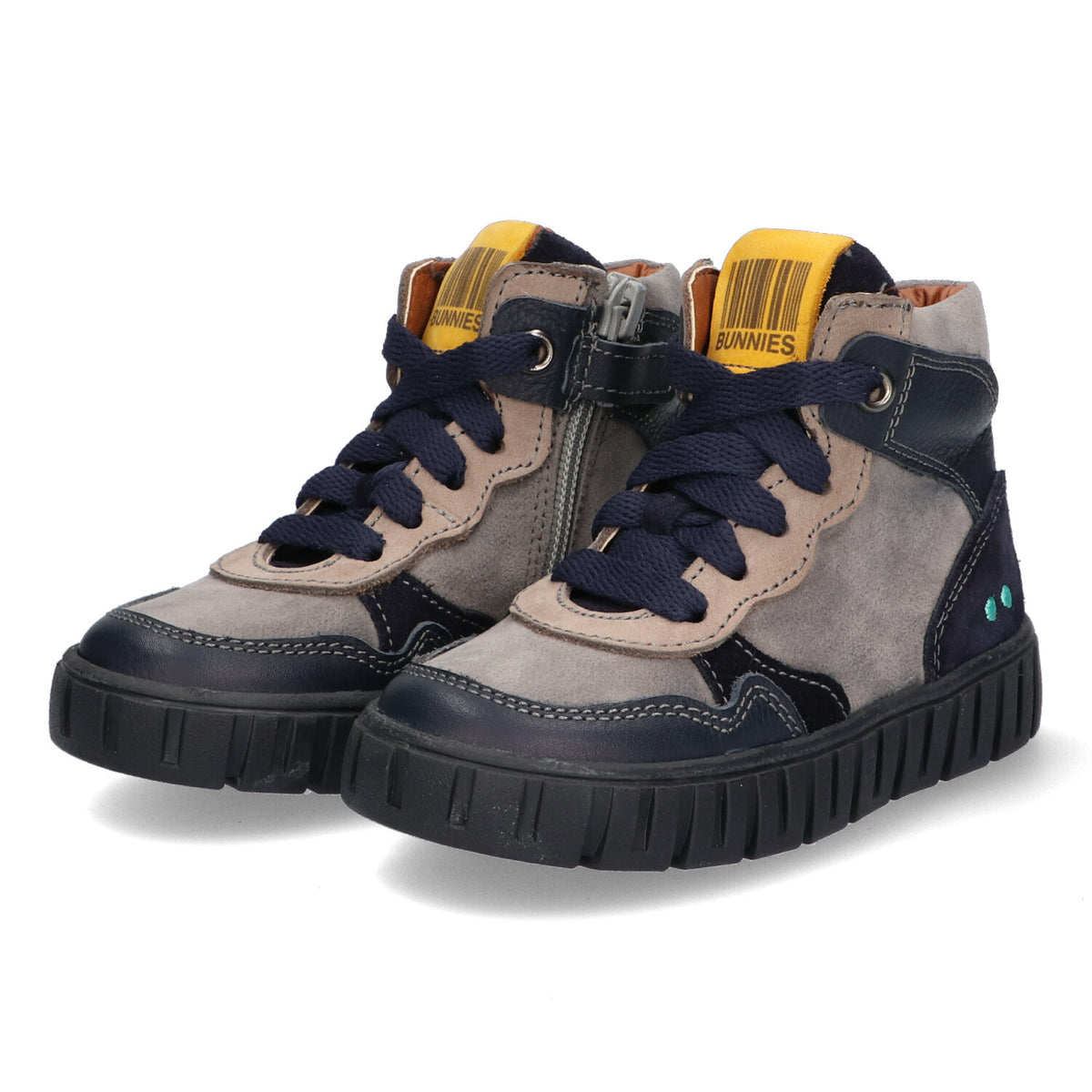 BunniesJR Hoge Sneakers Jongens Donkerblauw Grijs