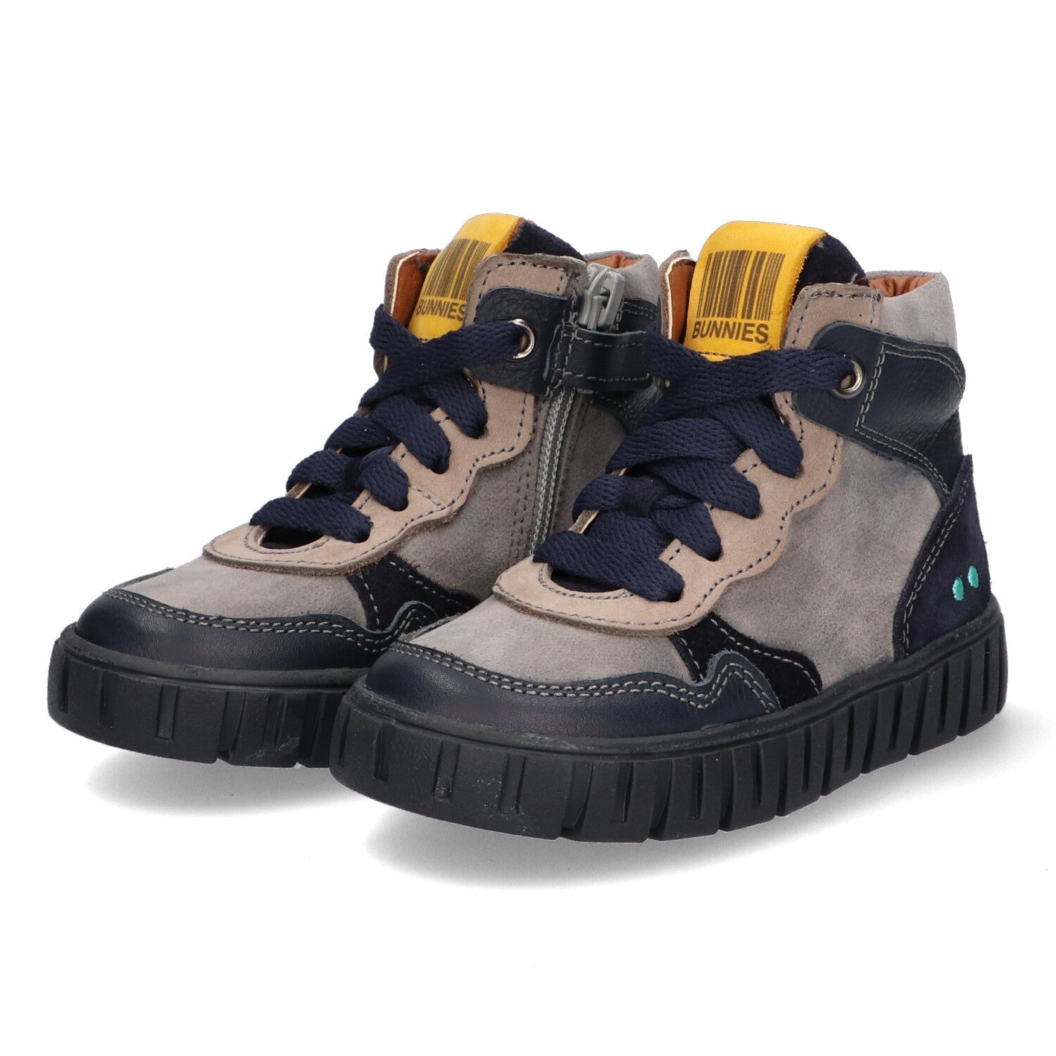 Bink Bont Hoge Sneakers Jongens Donkerblauw Grijs