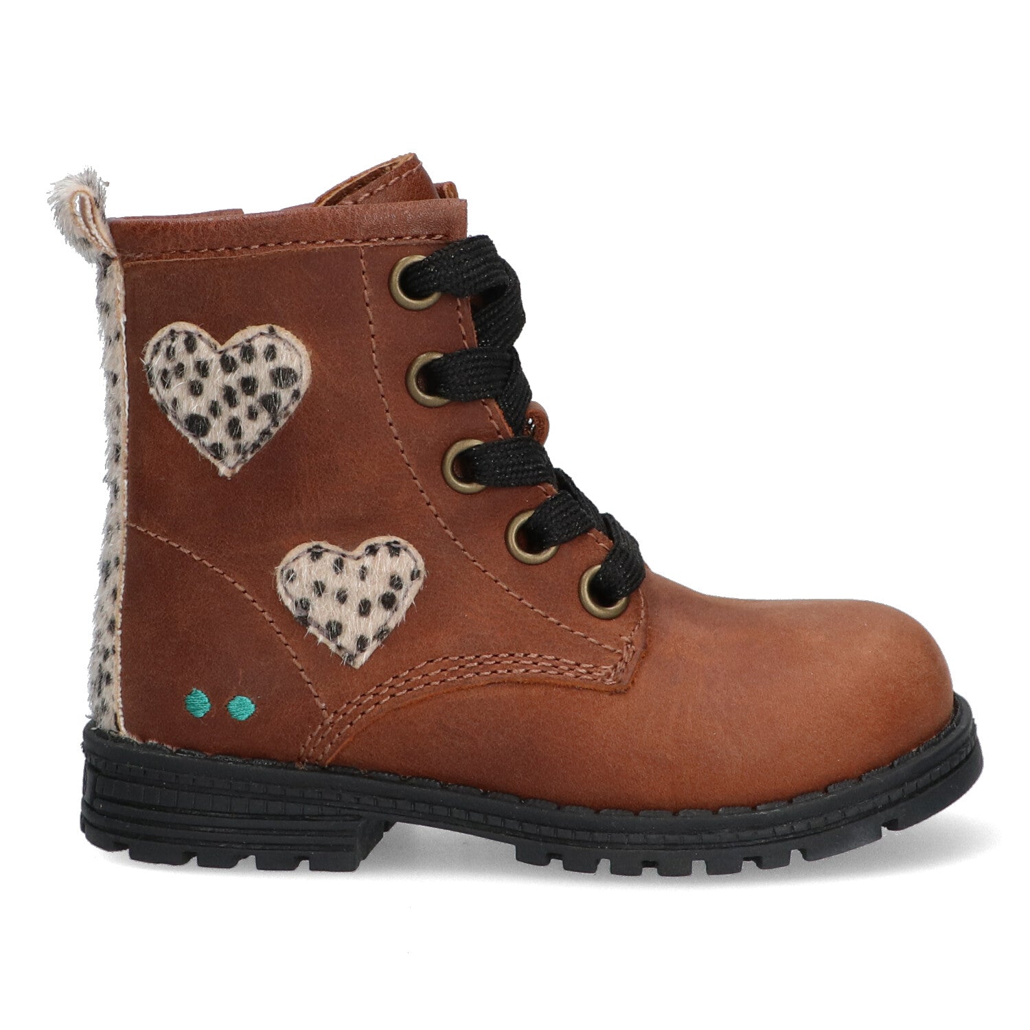 Thijs Trots Biker Boots Meisjes Cognac Hartjes