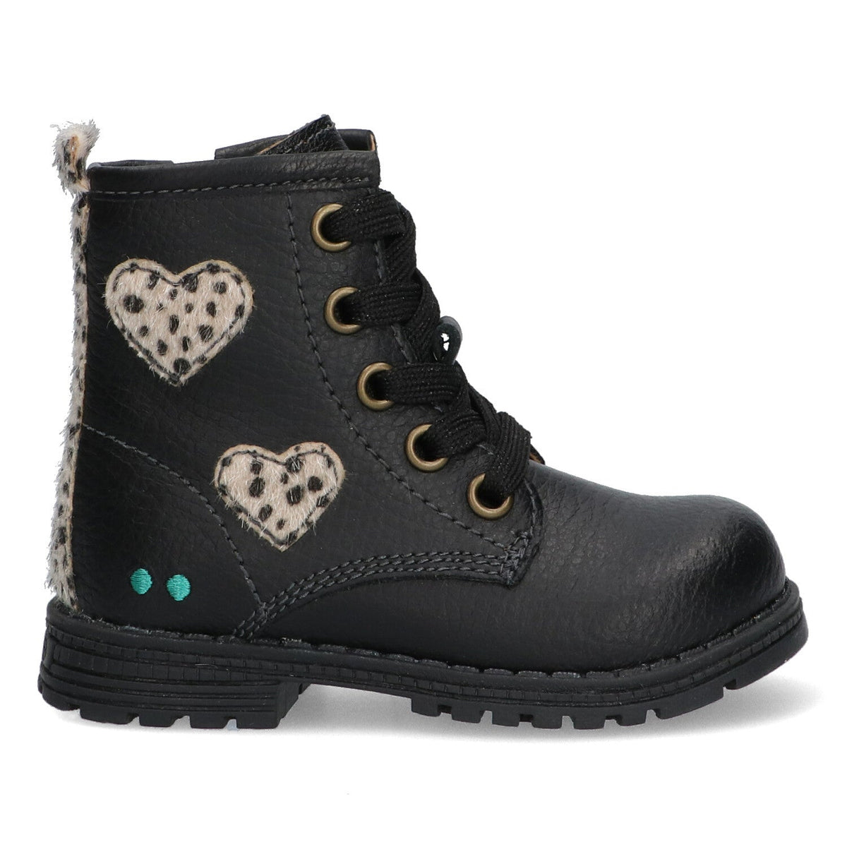 Thijs Trots Biker Boots Meisjes Zwart Hartjes