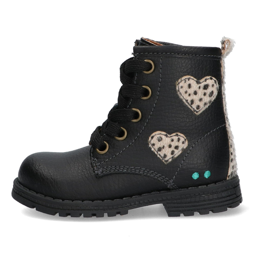 Thijs Trots Biker Boots Meisjes Zwart Hartjes