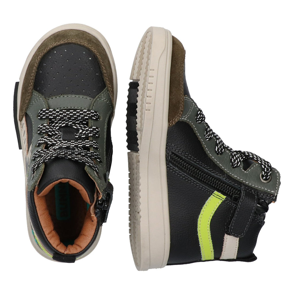 Mark Mieters Hoge Sneakers Jongens Zwart Groen