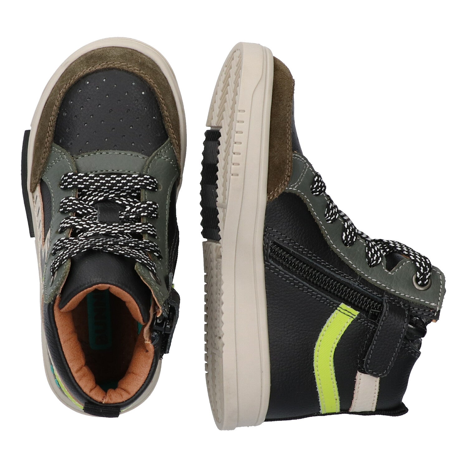 Mark Mieters Hoge Sneakers Jongens Zwart Groen