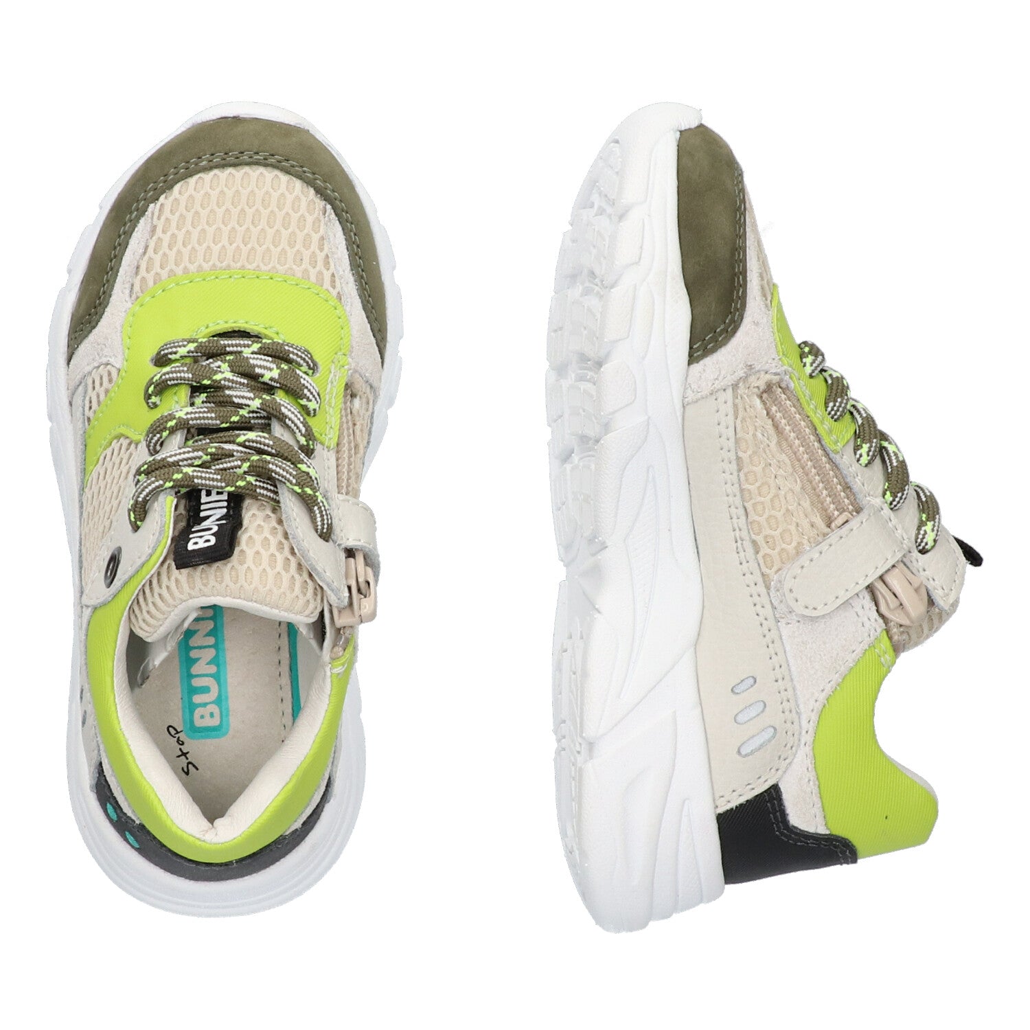 Steve Spring Lage Sneakers Jongens Beige Groen