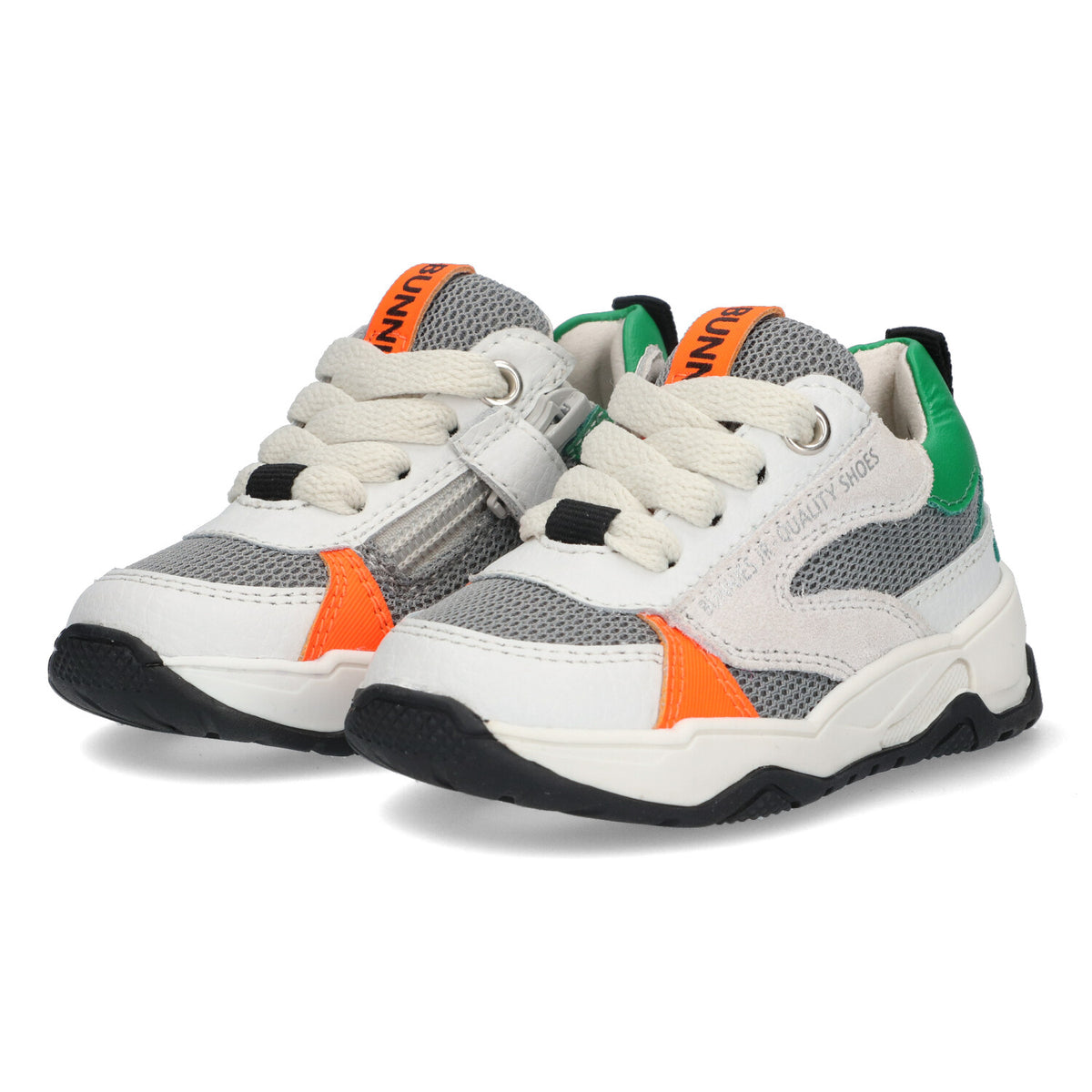 BunniesJR Ciske Chunky lage sneakers jongens beige groen oranje