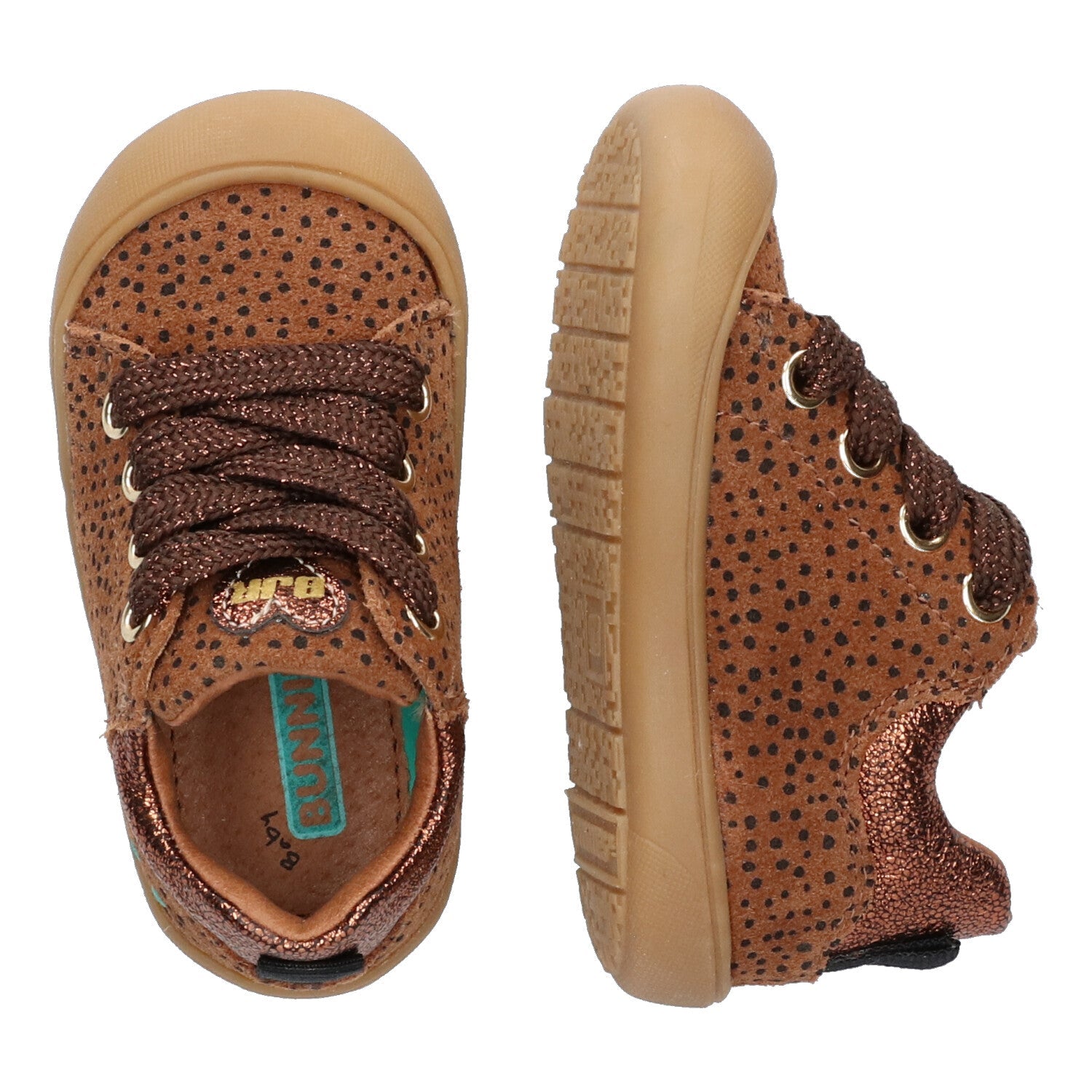 Reese Rap Lage Sneakers Meisjes Cognac Dots
