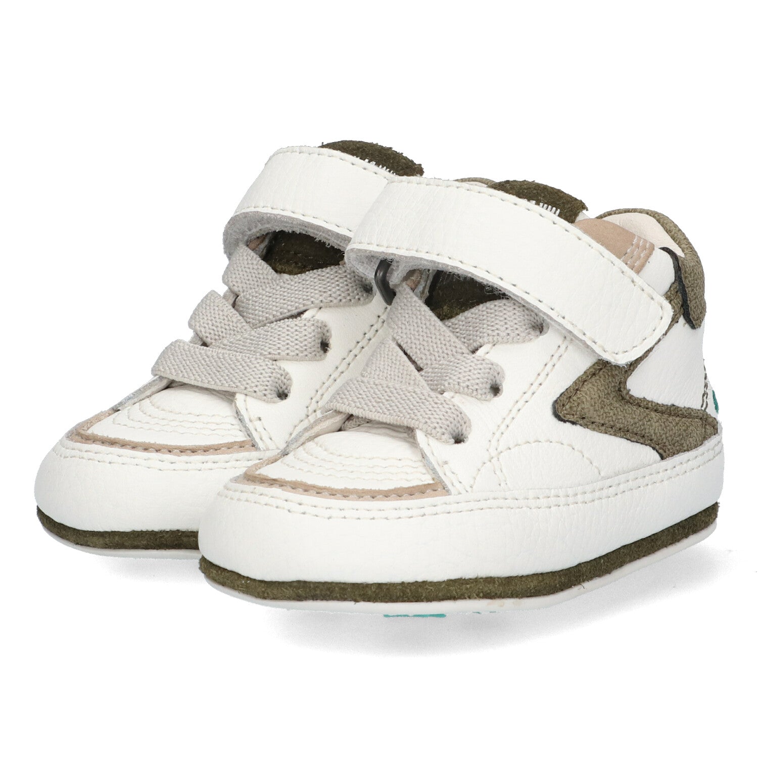 Zach Zacht Babyschoentjes Jongens Wit Groen
