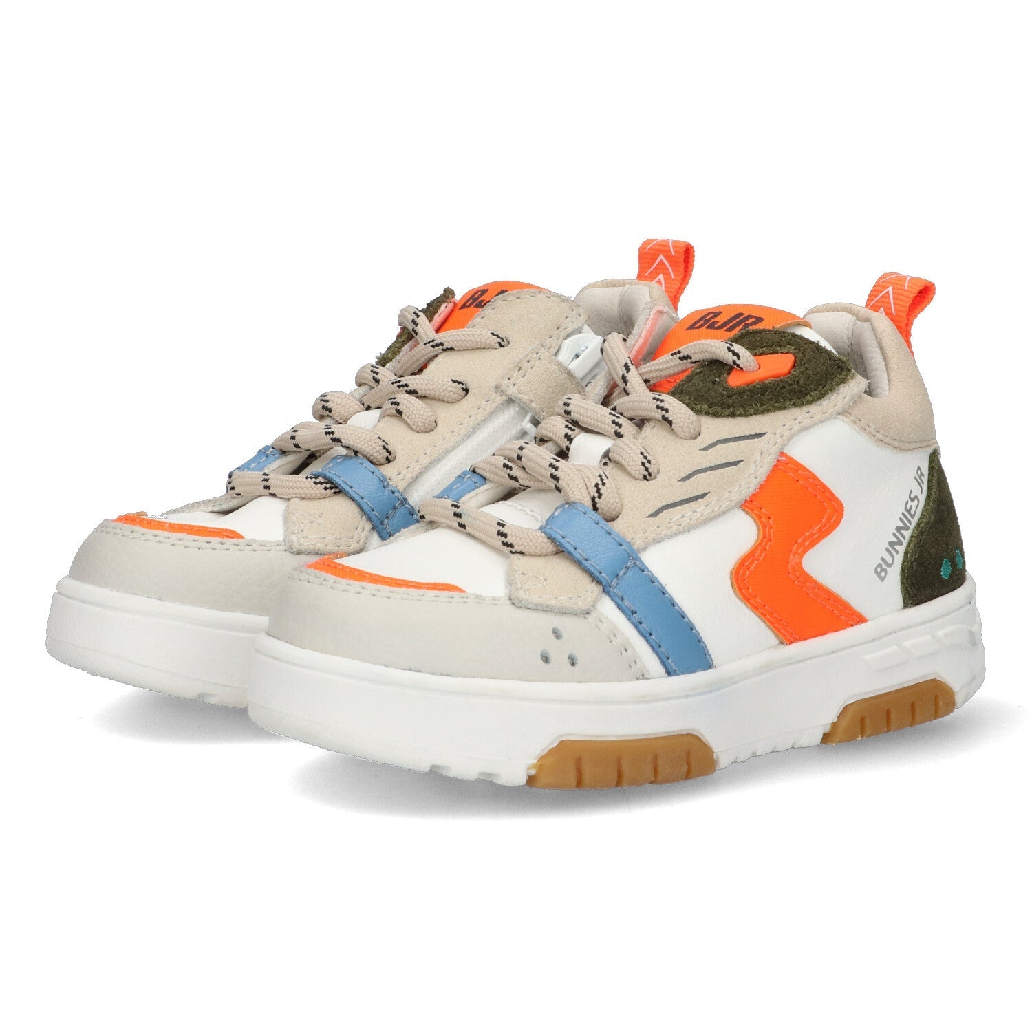 Nash Noa Lage Sneakers Jongens Beige Oranje Wit