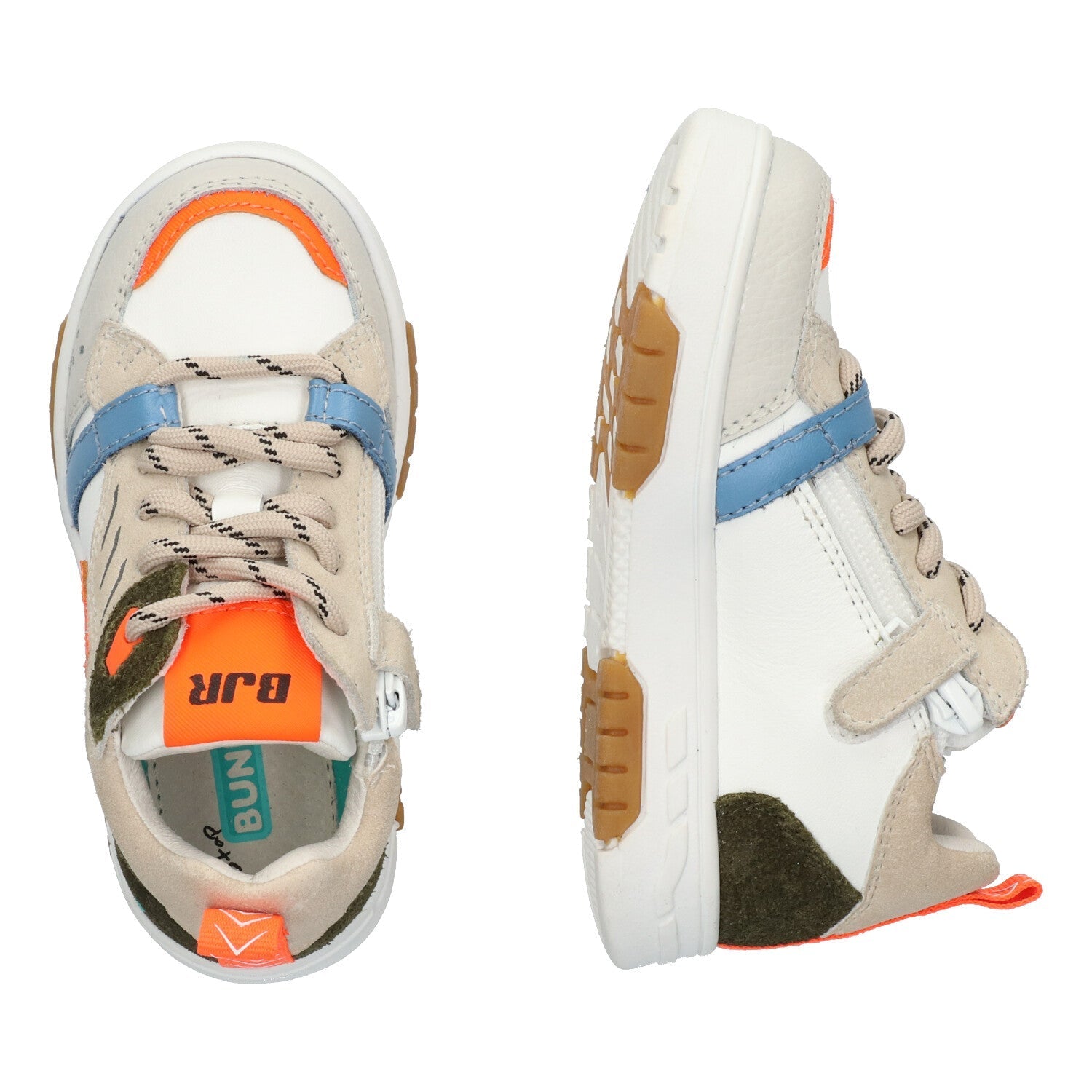 Nash Noa Lage Sneakers Jongens Beige Oranje Wit