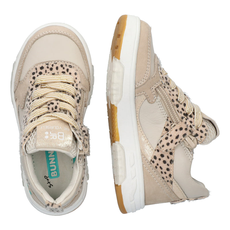 Nina Noa 224311-108 Lage Sneakers Meisjes Beige Grijs Print