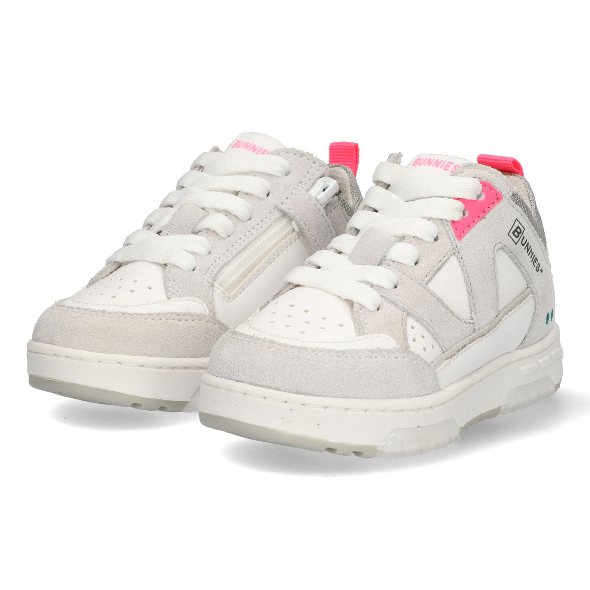 Lage Sneakers Meisjes Wit Roze Grijs