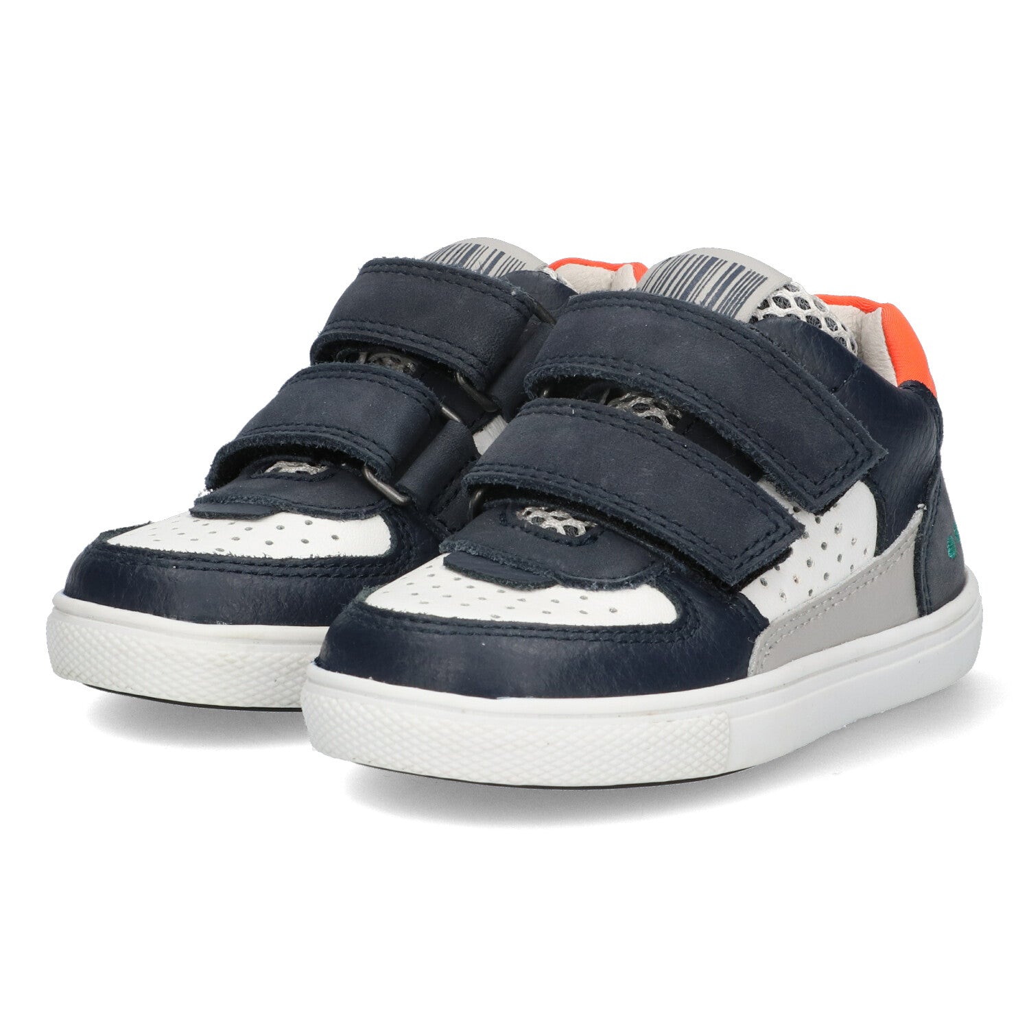 Luca Louw Lage Sneakers Jongens Donkerblauw Wit Oranje