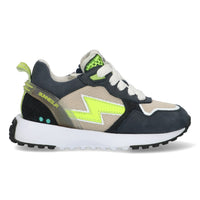 Stevie Sprint Lage Sneakers Jongens Blauw Wit Geel Beige