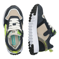 Stevie Sprint Lage Sneakers Jongens Blauw Wit Geel Beige