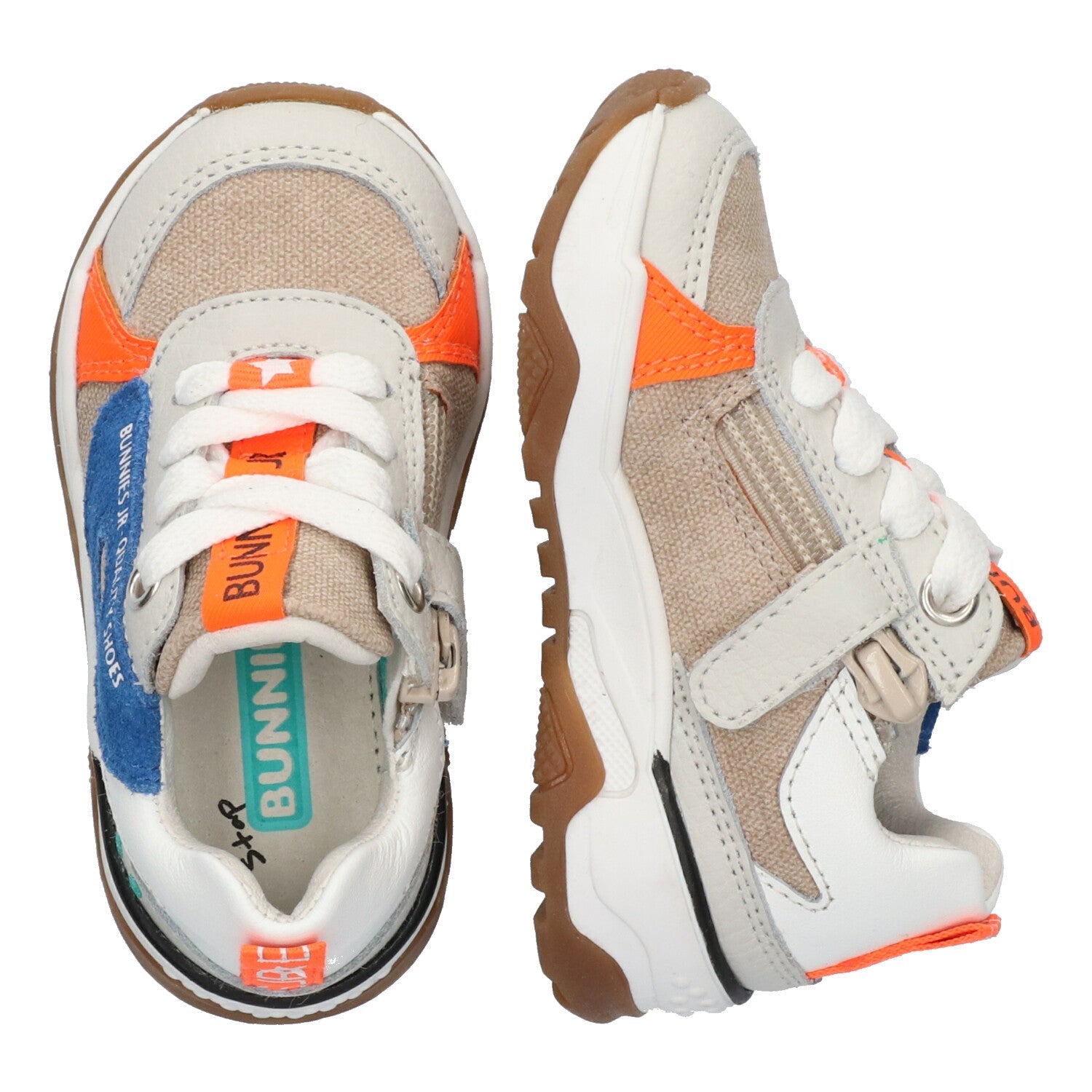 Ciske Chunky Lage Sneakers Jongens Blauw Wit Beige Oranje